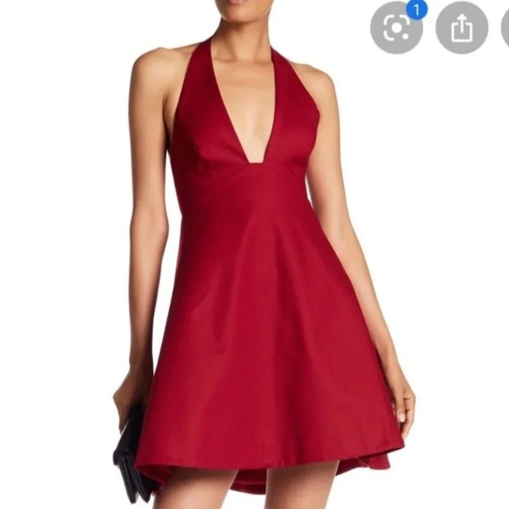 SOLD Halston Heritage Dress sz 4 Plunge Structured Halter Dress Cocktail NEW - Picture 1 of 9